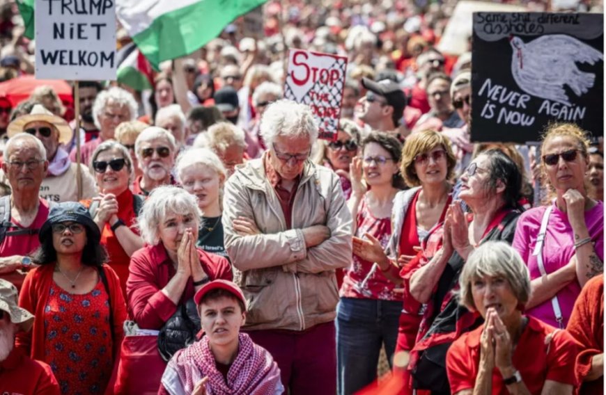 150,000 Rally in The Hague Demanding Action on Gaza "Genocide"